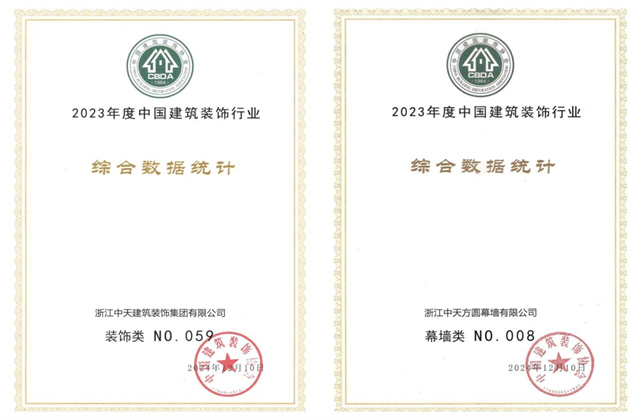 亚星管理平台装饰集团位列2023年度中国建筑装饰企业百强59位、幕墙百强第8位